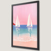Coastal Sailing Scene Art Poster - Pink Seascape Wall Decor