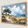 Coastal Seascape Art Poster with Green Trees - Wall Decor