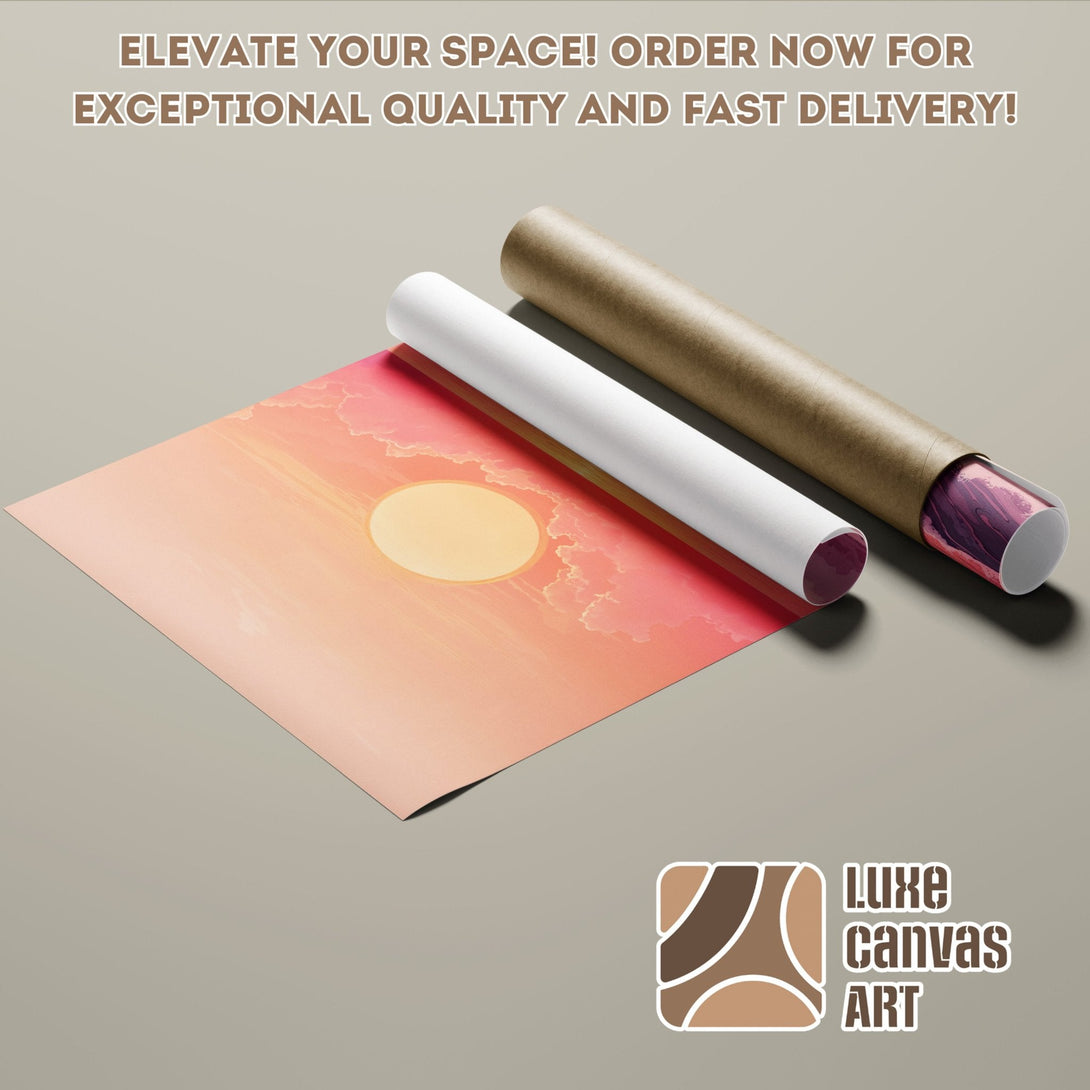 Poster Roll featuring sunset art, warm color palette. Elevate your space with Luxe Canvas Art!
