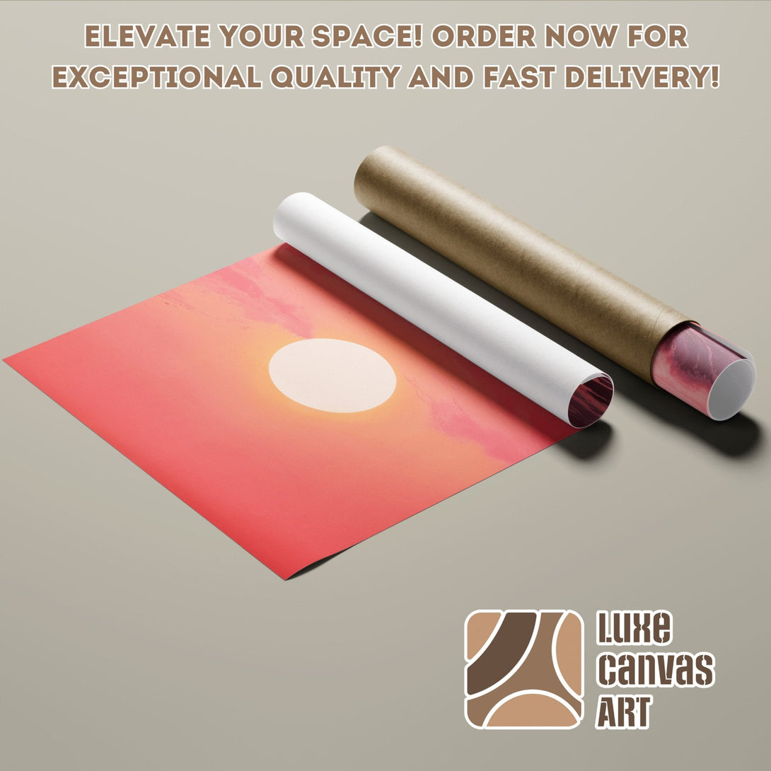 Poster Roll featuring a sunset abstract art print with warm red and orange hues. Elevate your space!