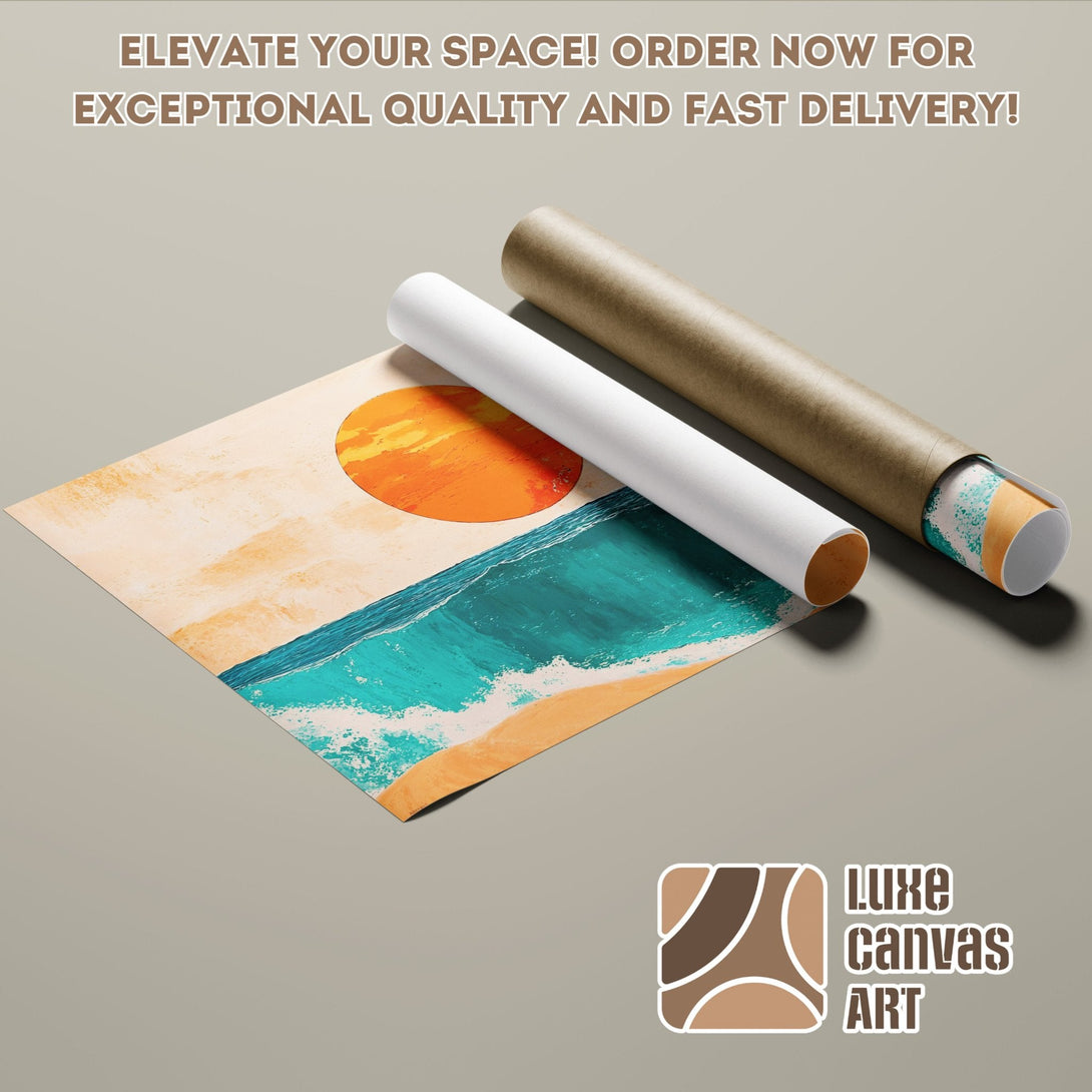 Abstract beach scene Poster Roll, vibrant colors, perfect wall art.
