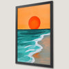 Coastal Sunset Art Poster: Waves Crashing on the Shore
