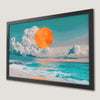 Coastal Sunset Art Poster with Ocean Waves | Beach Decor