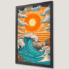 Coastal Sunset Art Poster with Wave Design - Wall Decor