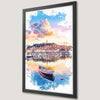 Coastal Sunset Harbor Art Poster - Serene Nautical Decor