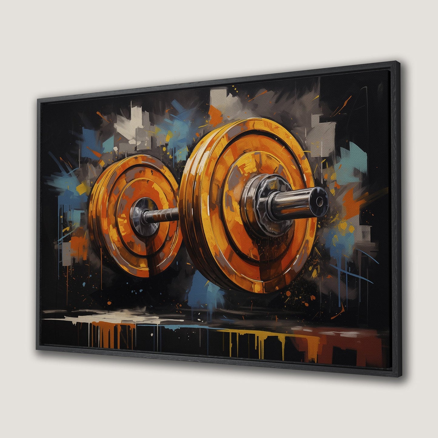 Colorful Abstract Barbell Canvas Print Gym Wall Art