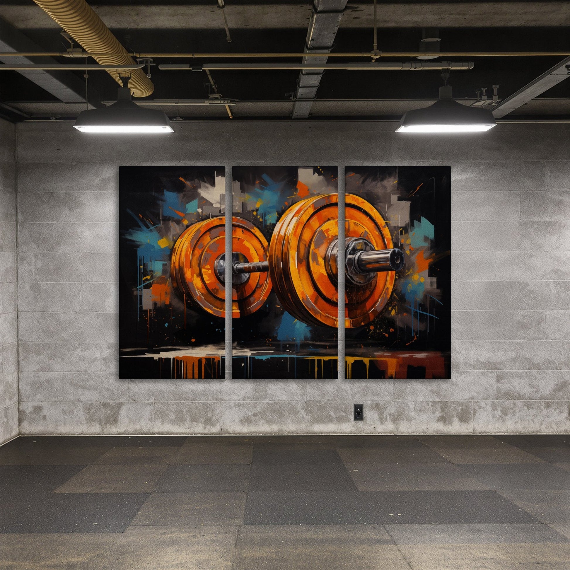 Colorful Abstract Barbell Canvas Print Gym Wall Art