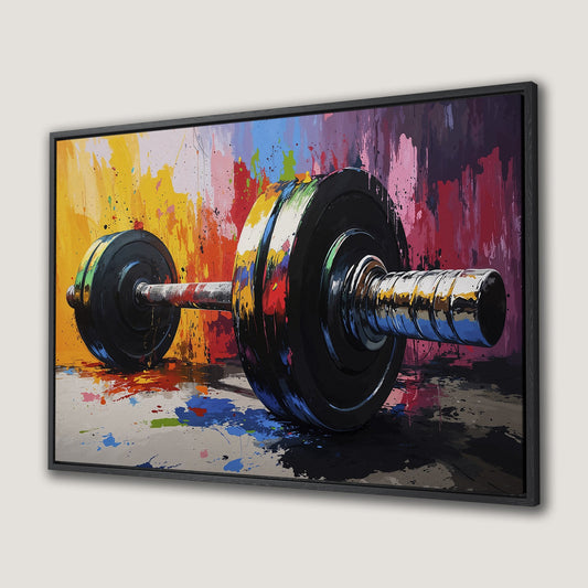 Colorful Barbell Abstract Workout Canvas Print Decor