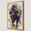 Colorful Bison Art Canvas Print for Bohemian Decor