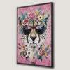 Colorful Cheetah with Floral Crown Canvas Print Art