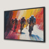 Colorful Cyclists Framed Canvas Print Sports Art