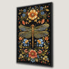 Colorful Dragonfly and Floral Framed Canvas Print Art