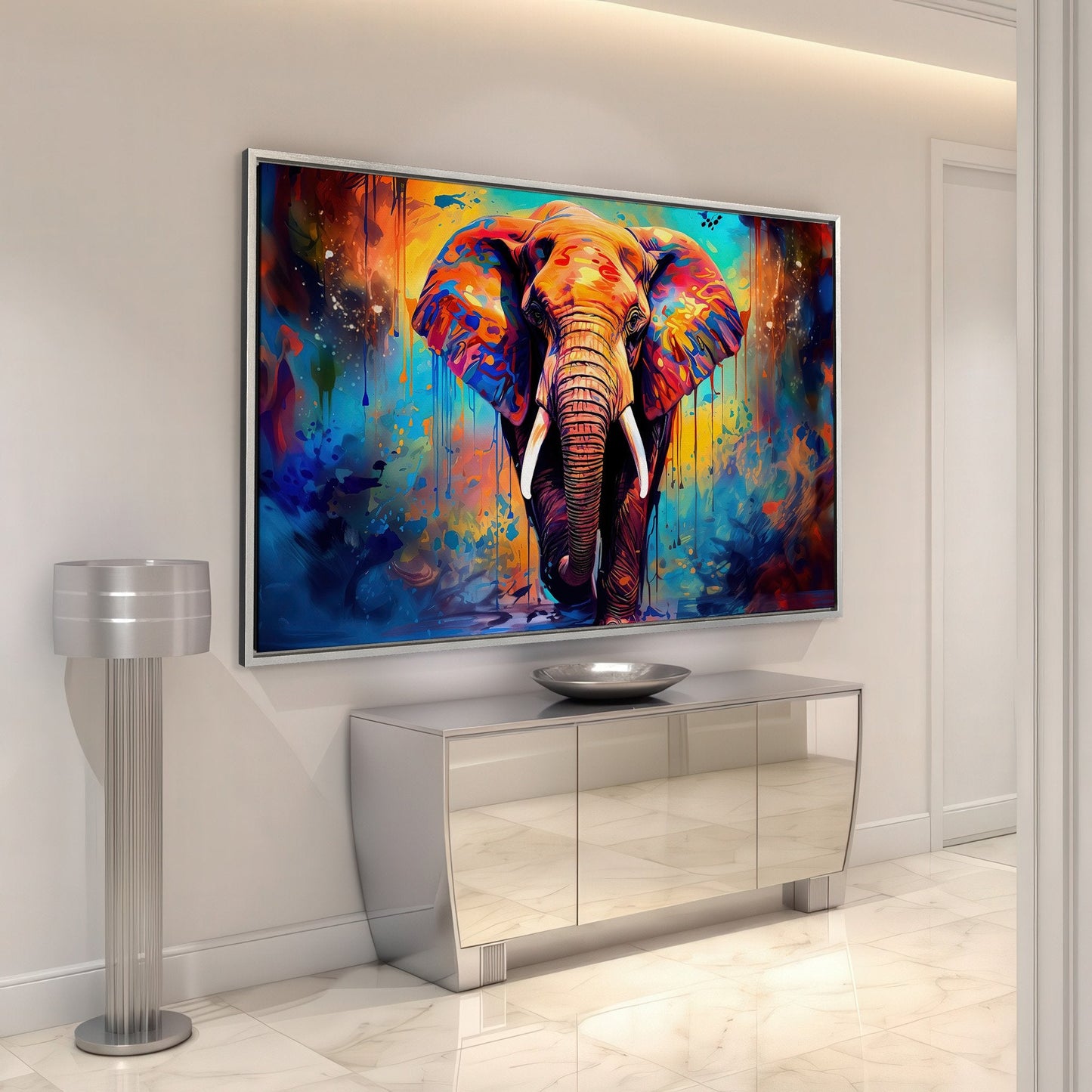 Colorful Elephant Canvas Print - Vibrant Animal Artwork