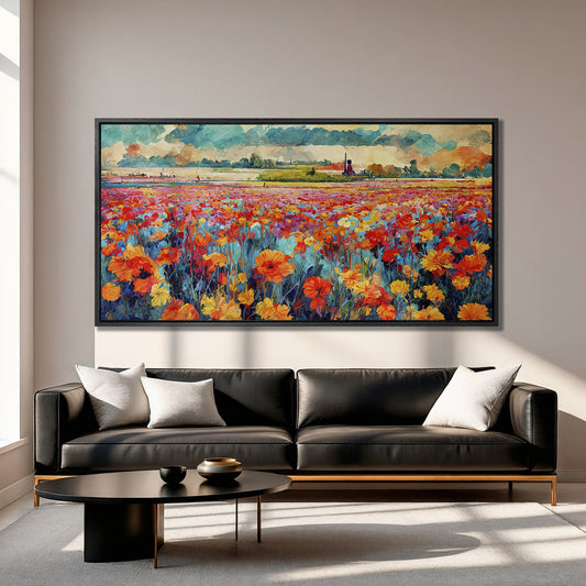 Colorful Field Wildflower Landscape Canvas Print