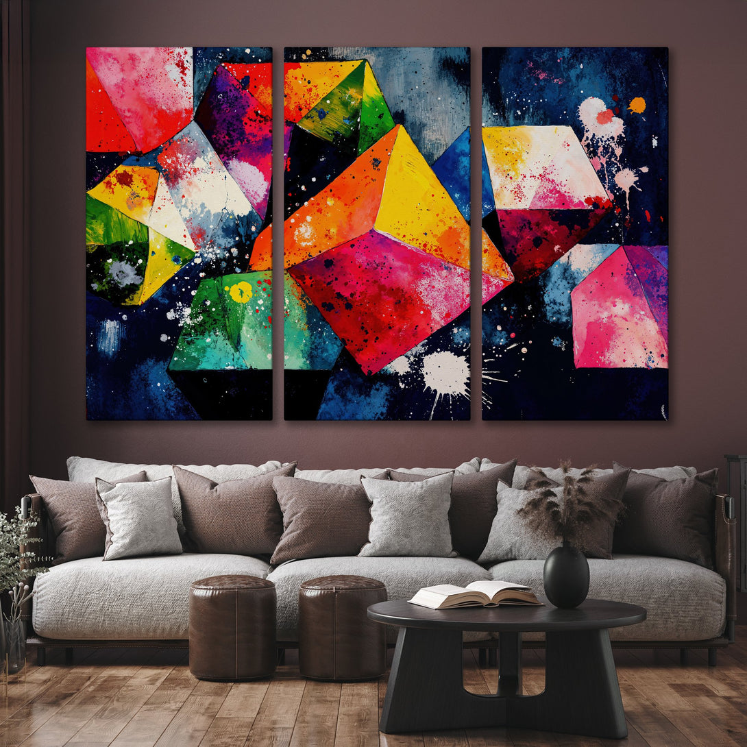 Abstract geometric Canvas Print with vibrant colors. Modern wall art in a colorful, artistic style. Perfect for home decor.