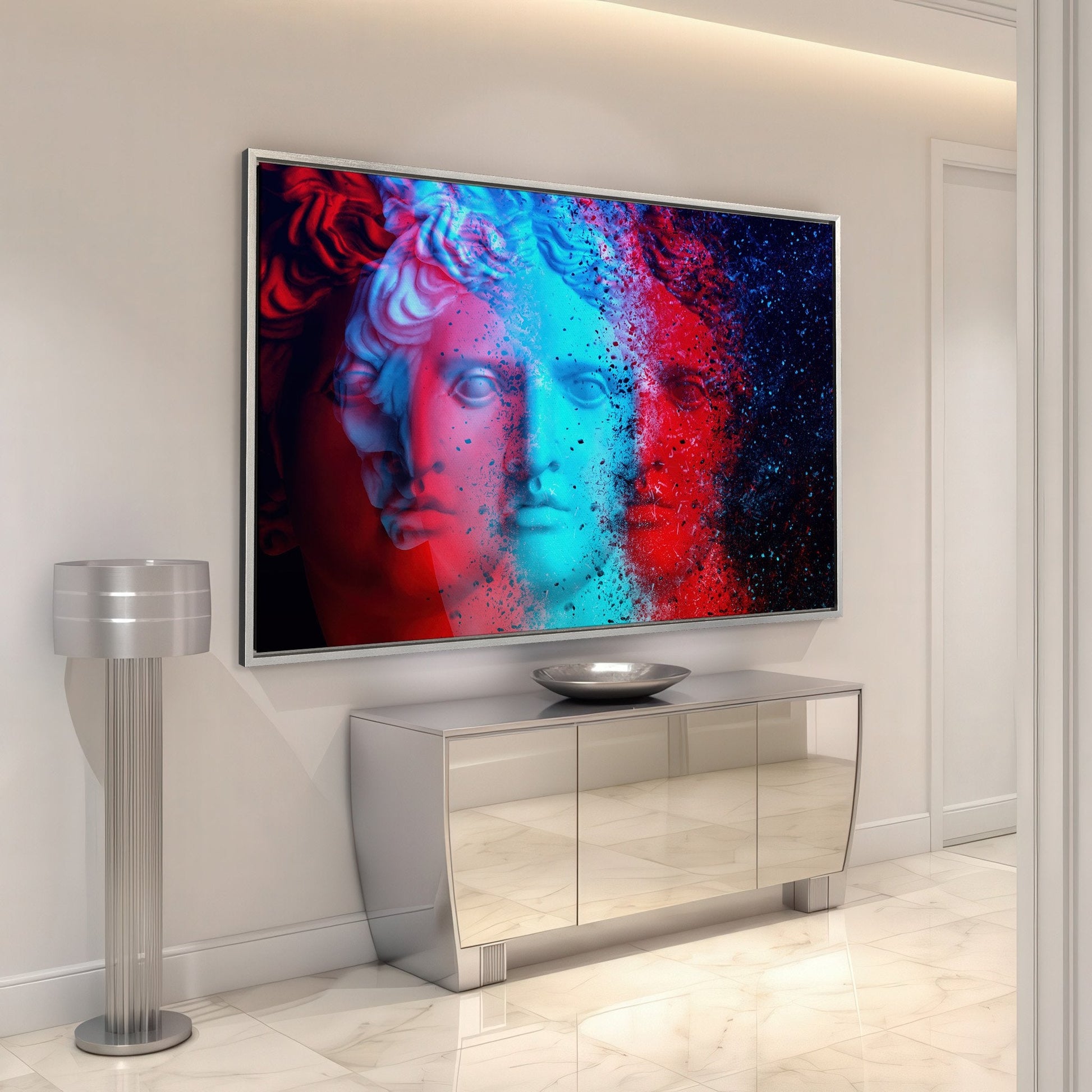 Colorful Glitch Art Apollo Belvedere Canvas Print