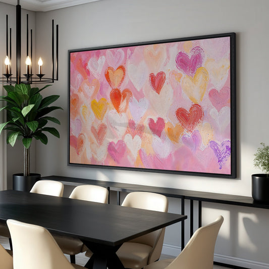 Colorful Hearts Framed Canvas Print for Valentine Day