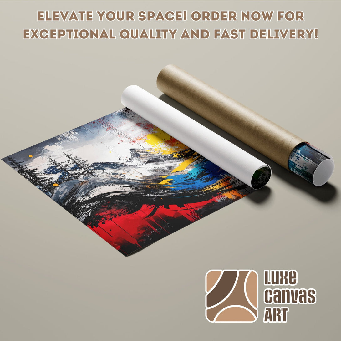 Abstract landscape Poster Roll in vibrant colors. Elevate your space with art!