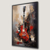 Colorful Red Guitar Canvas Print Abstract Music Room Decor