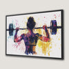 Colorful Workout Woman Lifting Canvas Print for Gym Decor