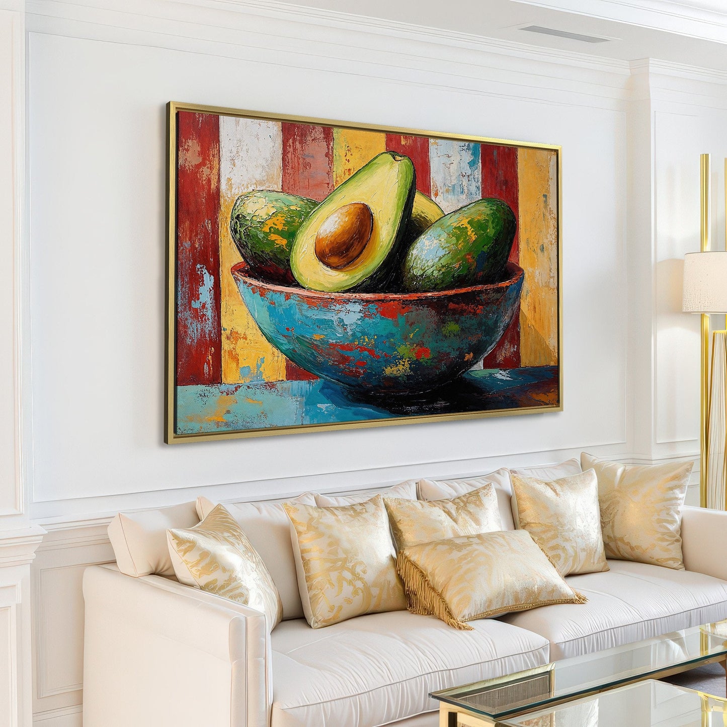 Contemporary Avocado Bowl Canvas Print Framed Art