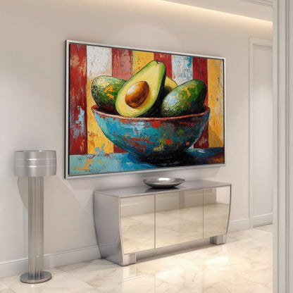 Contemporary Avocado Bowl Canvas Print Framed Art