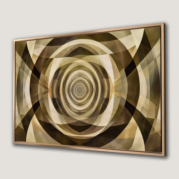 Framed Wall Art featuring an abstract geometric design in earthy brown and beige tones, perfect for modern decor.