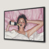 Contemporary Woman Pink Celebration Framed Canvas Print