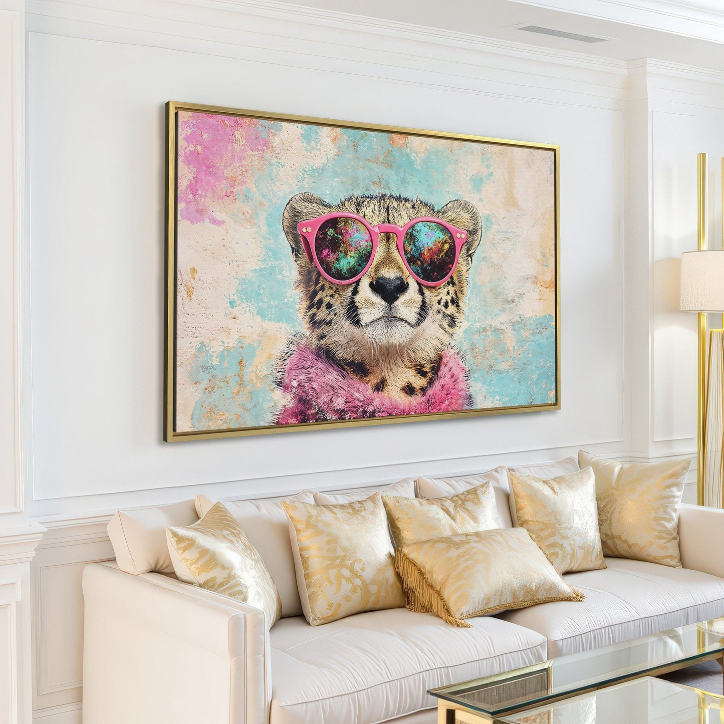 Cool Cheetah Art Framed Canvas Print Fun Decor Piece