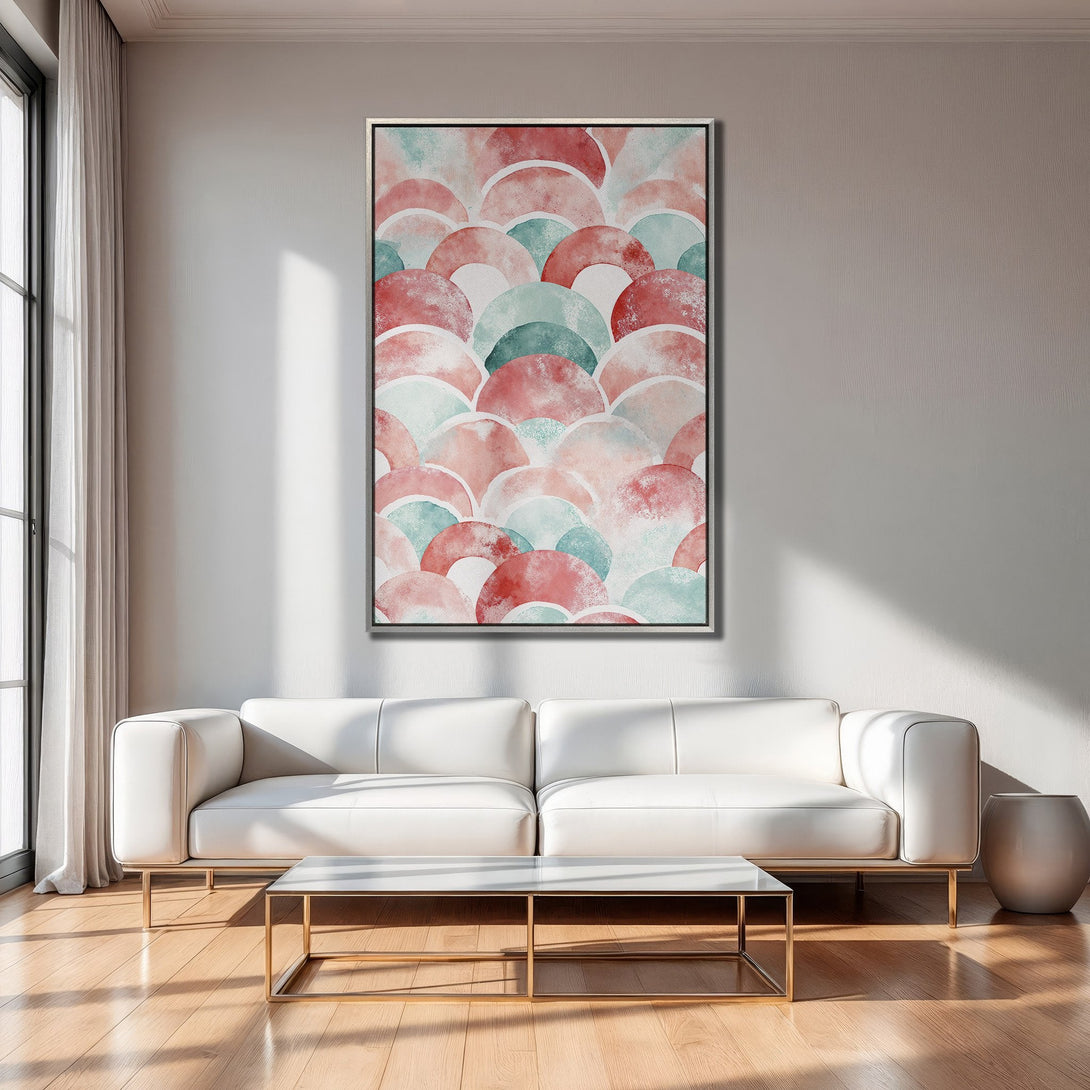 Framed Wall Art: Abstract watercolor art in pink and teal. Modern Canvas Print adds a pop of color to any living room. Shop now!