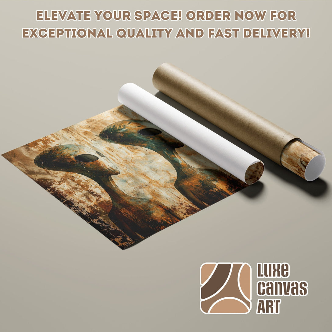 Alien art poster roll in earthy tones. Shop now for fast delivery!