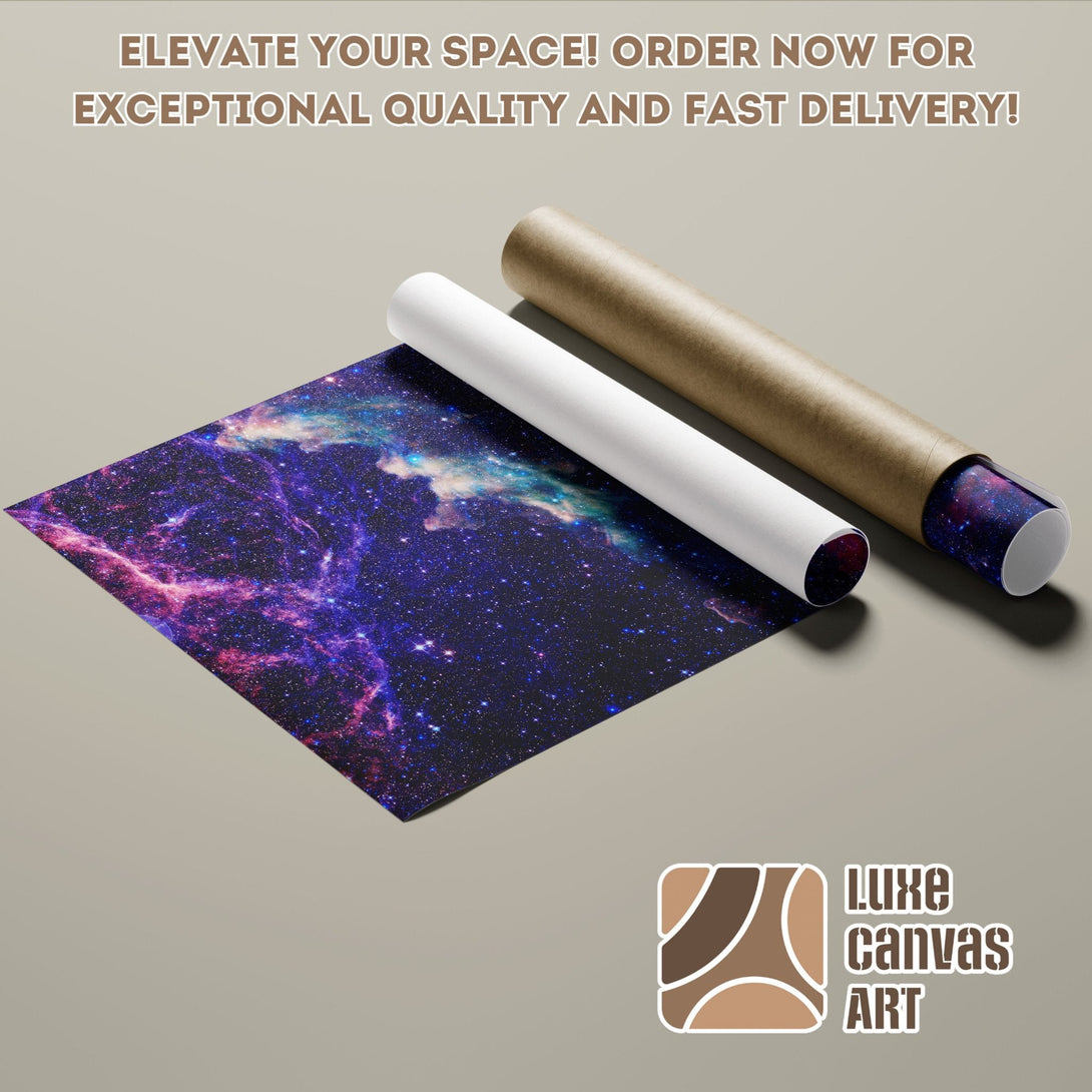 Poster Roll featuring a vibrant galaxy design in purple and blue hues. Order now!