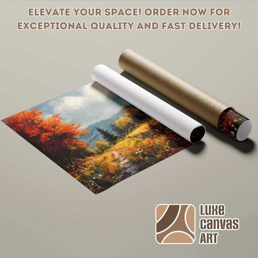 Autumn landscape Poster Roll, vibrant colors, perfect for your home decor. Order now!