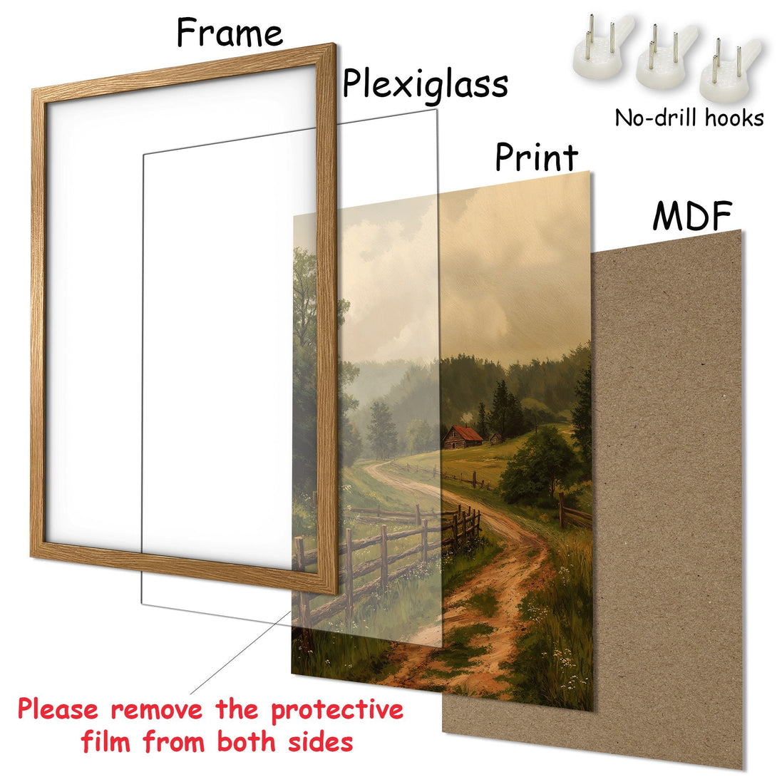 Framed Poster featuring a scenic landscape in a warm, earthy color palette. Perfect wall art for your home!