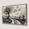 Country Road Black and White Canvas Print Rustic Decor