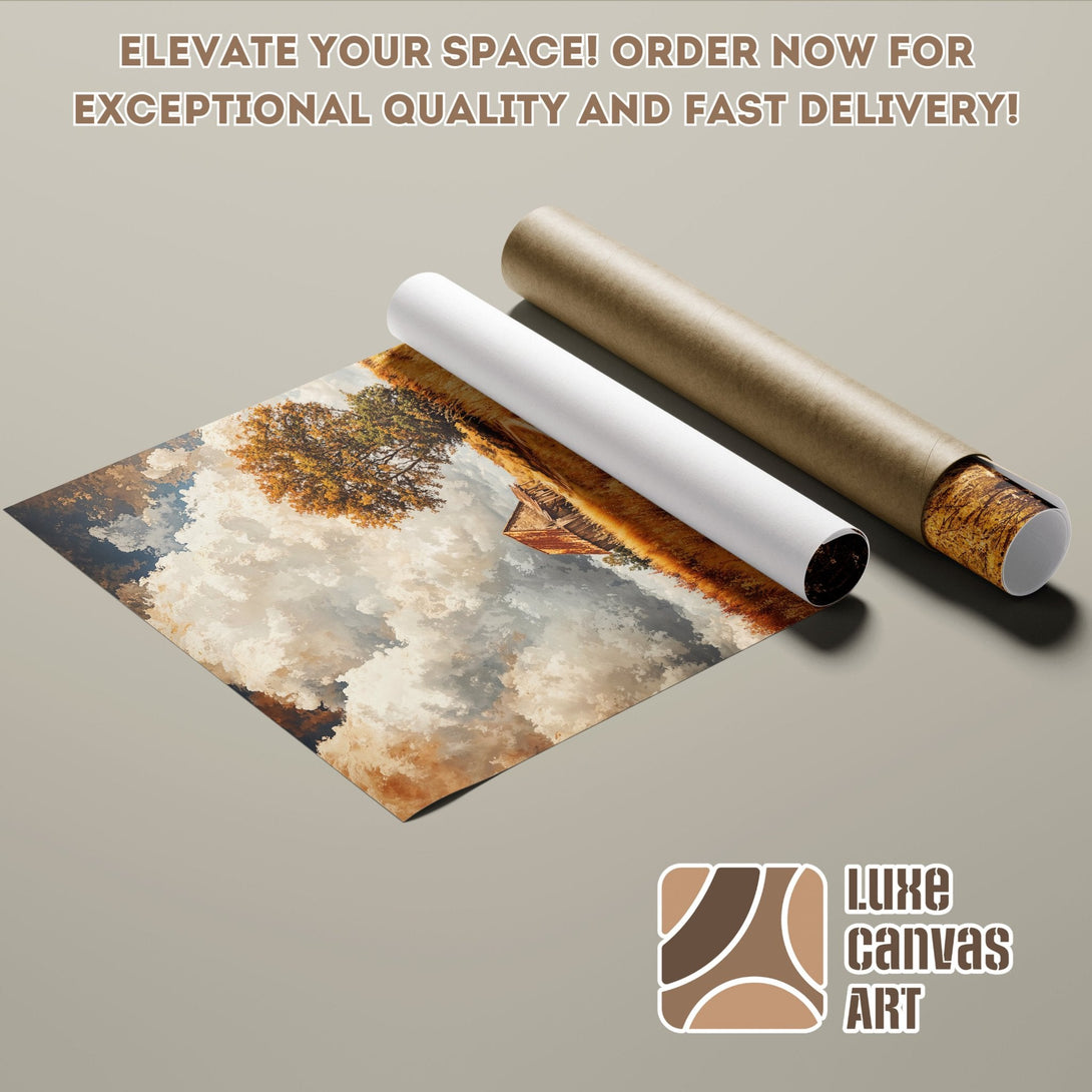 Poster Roll featuring a landscape painting in a warm, earthy color palette. Elevate your space!