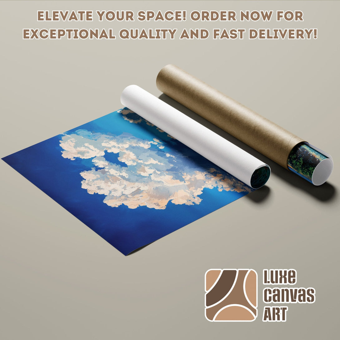 Cloudscape Poster Roll, blue and white art print, perfect for home decor. Order now!