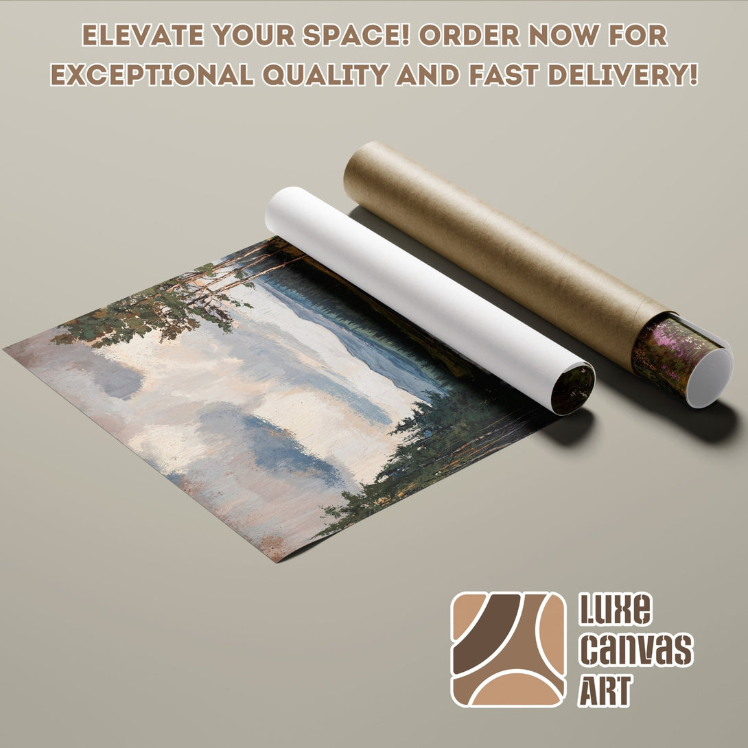 Poster Roll featuring a landscape painting in a muted color palette. Elevate your space with art!