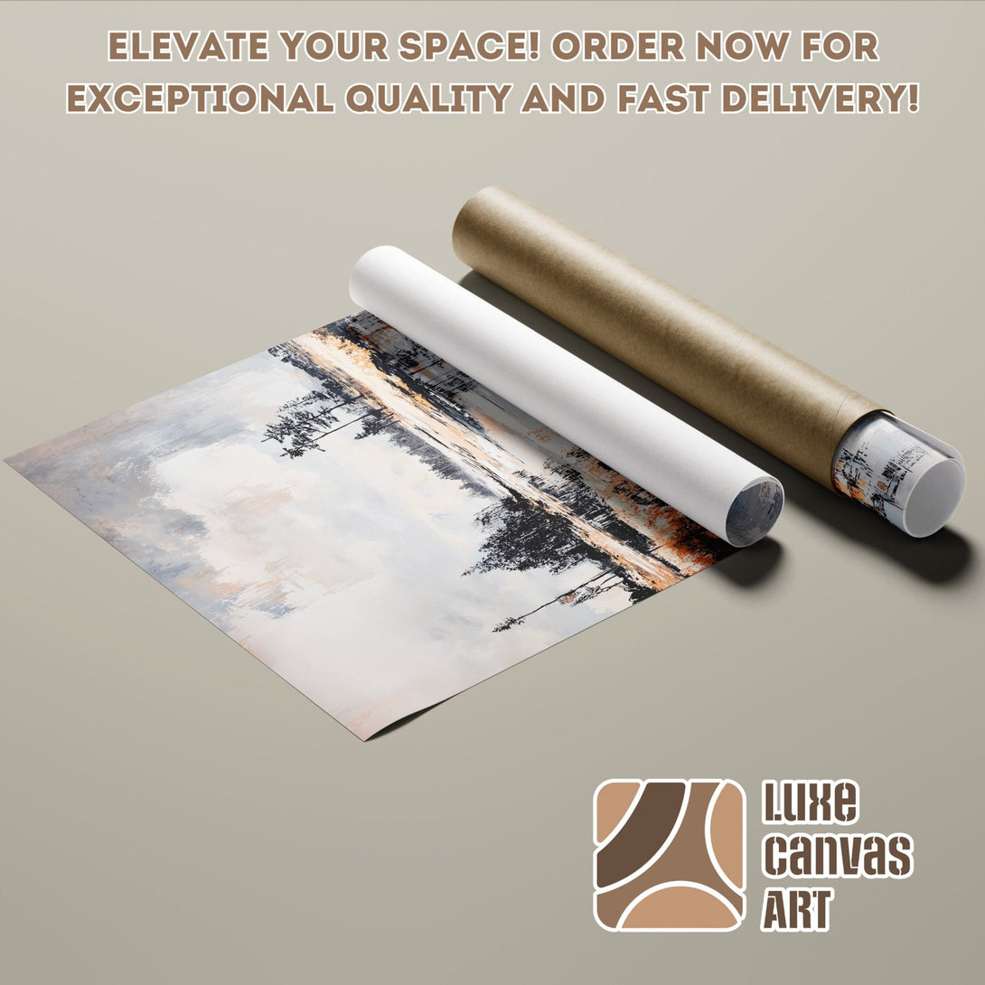 Abstract landscape Poster Roll art in neutral tones, perfect for home decor. Order now!