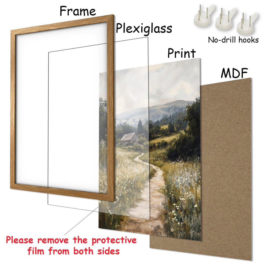 Framed Poster featuring a landscape painting in a warm, earthy color palette. Perfect wall art for your home!