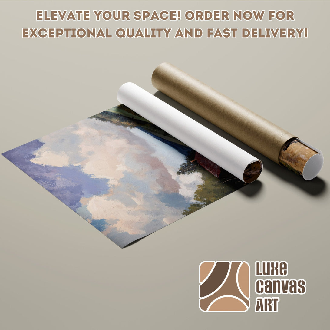 Poster Roll of Impressionist Landscape Art in Blue & Beige Tones. Elevate your space!