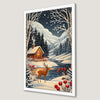 Cozy Cabin by the River Art Poster - Mountain Landscape Decor
