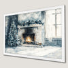 Cozy Christmas Fireplace Art Poster - Festive Holiday Decor