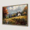 Cozy Cottage in Meadow Framed Canvas Print