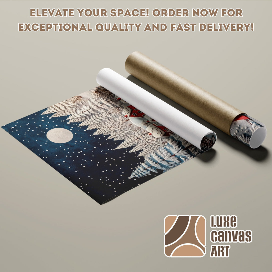 Poster Roll featuring a winter scene with a blue and white color palette. Order yours today!