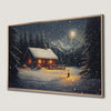 Cozy Snowy Cabin Canvas Print Rustic Xmas Decor Art