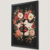 Creepy Floral Faces Art Poster of Twin Girls - Gothic Wall Decor