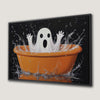 Creepy Ghost in Orange Bathtub Canvas Print Halloween Decor