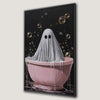 Creepy Ghost in Pink Bathtub Canvas Print for Halloween
