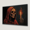 Creepy Skeleton Holding Candle Canvas Print Wall Art